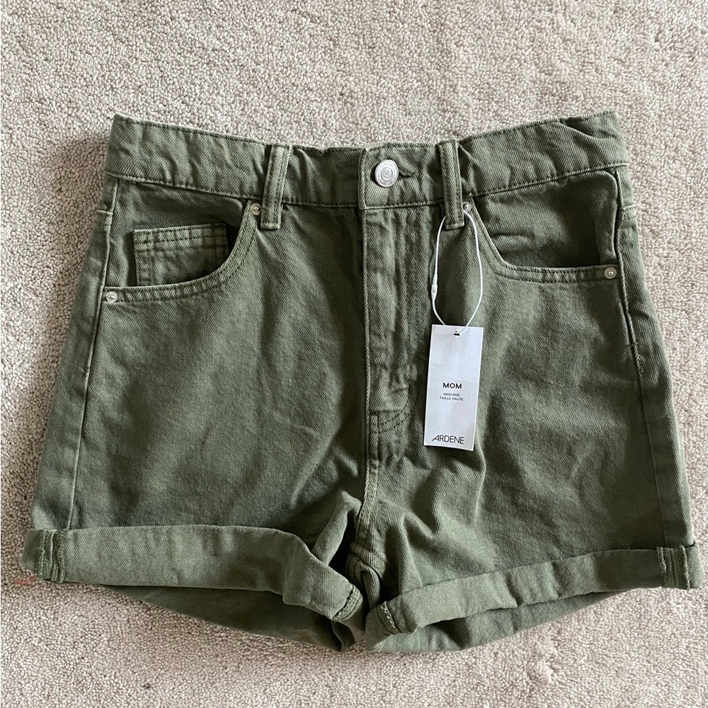 Ardene Green Mom Jean Shorts with Cuffed Hem